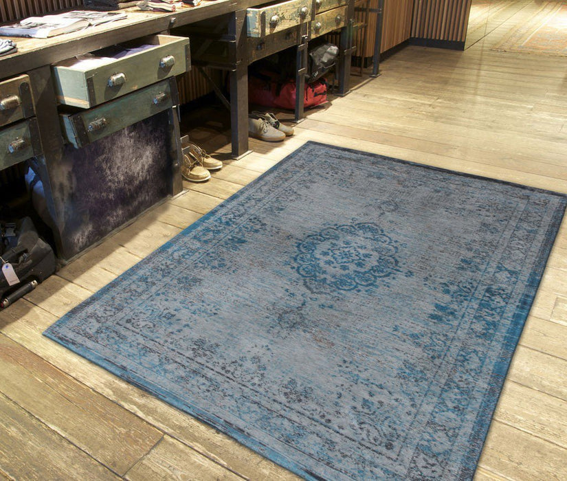 Louis De Poortere Fading World Medallion 8255 Grey Turquoise Rug