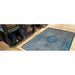 Louis De Poortere Fading World Medallion 8255 Grey Turquoise Washable Polyester Flatweave Eco-Rug