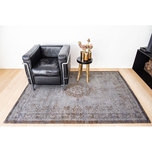 Louis De Poortere Fading World Medallion 8257 Grey Ebony Washable Polyester Flatweave Eco-Rug