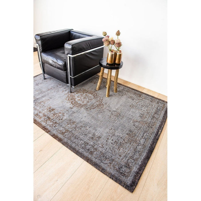 Louis De Poortere Fading World Medallion 8257 Grey Ebony Washable Polyester Flatweave Eco-Rug