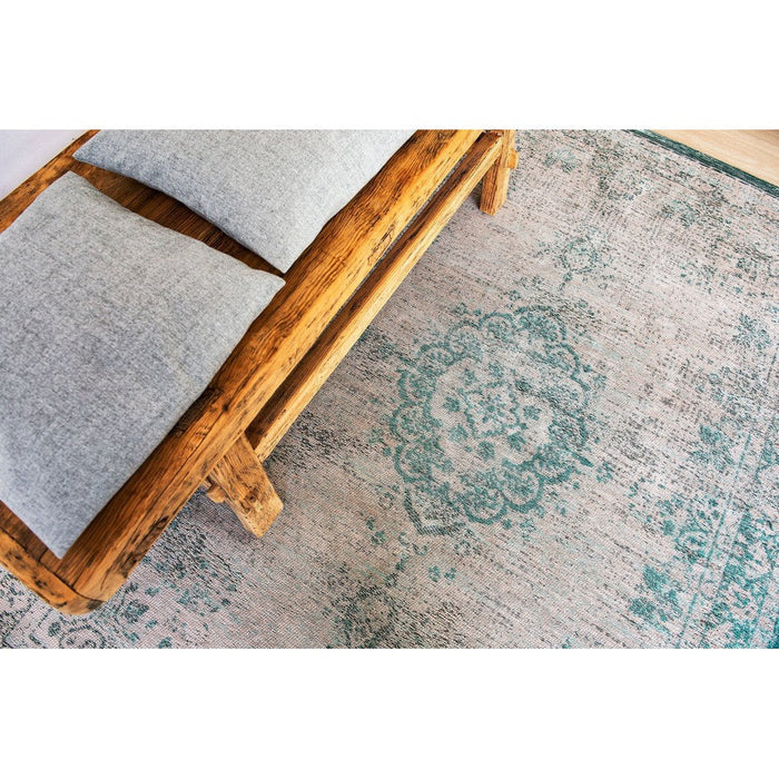 Louis De Poortere Fading World Medallion 8259 Jade Oyster Washable Polyester Flatweave Eco-Rug