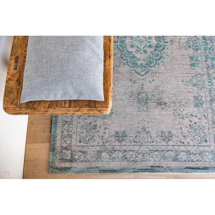 Louis De Poortere Fading World Medallion 8259 Jade Oyster Washable Polyester Flatweave Eco-Rug