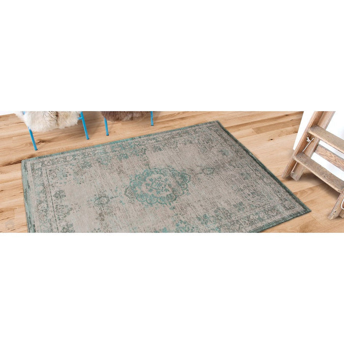 Louis De Poortere Fading World Medallion 8259 Jade Oyster Washable Polyester Flatweave Eco-Rug