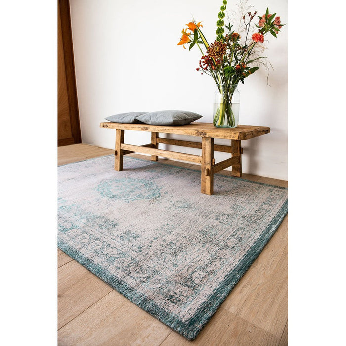 Louis De Poortere Fading World Medallion 8259 Jade Oyster Washable Polyester Flatweave Eco-Rug