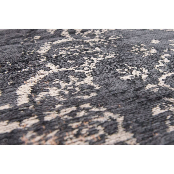 Louis De Poortere Fading World Medallion 8263 Mineral Black Washable Polyester Flatweave Eco-Rug