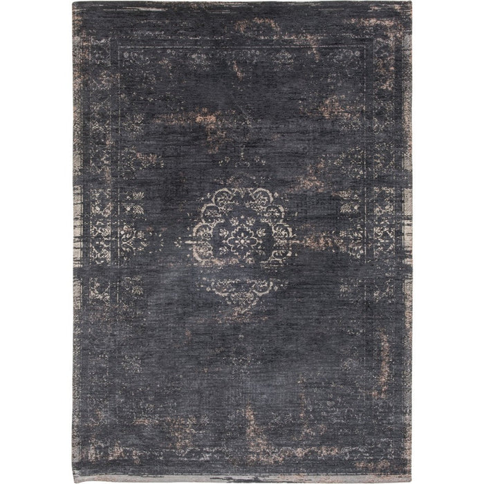 Louis De Poortere Fading World Medallion 8263 Mineral Black Washable Polyester Flatweave Eco-Rug