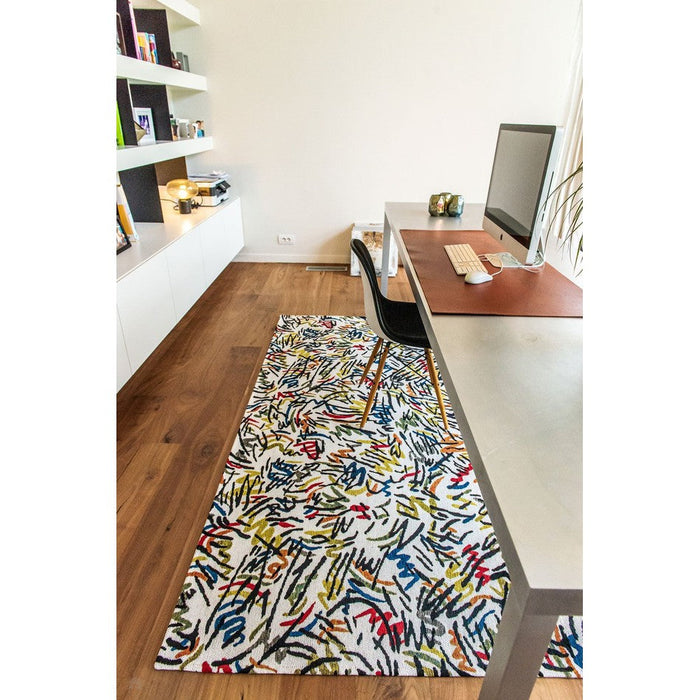 Louis De Poortere Gallery Graffito 9144 Street Graph Washable Polyester Flatweave Eco-Rug