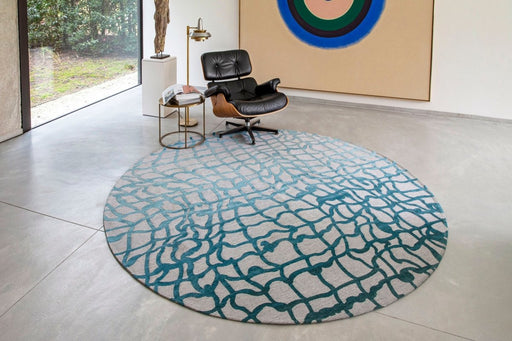 Louis De Poortere Mad Men Dedalo 9203 Blue Marine Round Rug