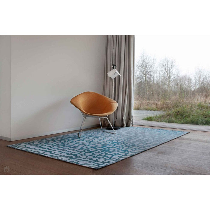 Louis De Poortere Mad Men Dedalo 9203 Blue Marine Washable Polyester Flatweave Eco-Rug