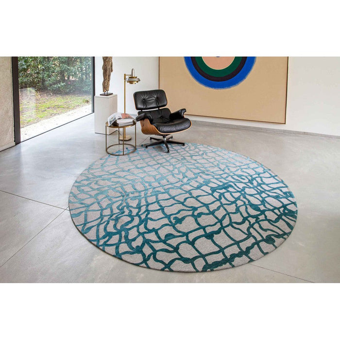 Louis De Poortere Mad Men Dedalo 9203 Blue Marine Washable Polyester Flatweave Eco-Rug