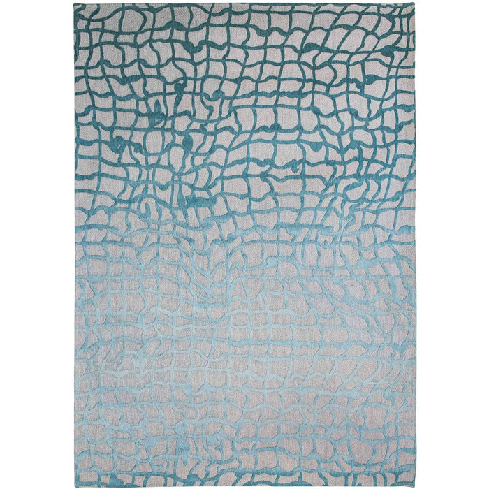 Louis De Poortere Mad Men Dedalo 9203 Blue Marine Washable Polyester Flatweave Eco-Rug