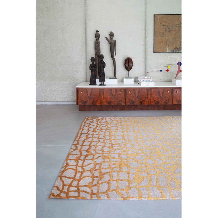 Louis De Poortere Mad Men Dedalo 9205 Yellow Scarab Washable Polyester Flatweave Eco-Rug