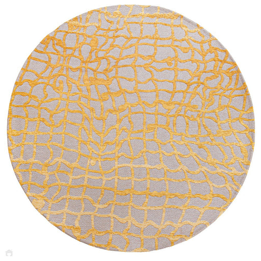 Louis De Poortere Mad Men Dedalo 9205 Yellow Scarab Washable Polyester Flatweave Round Eco-Rug