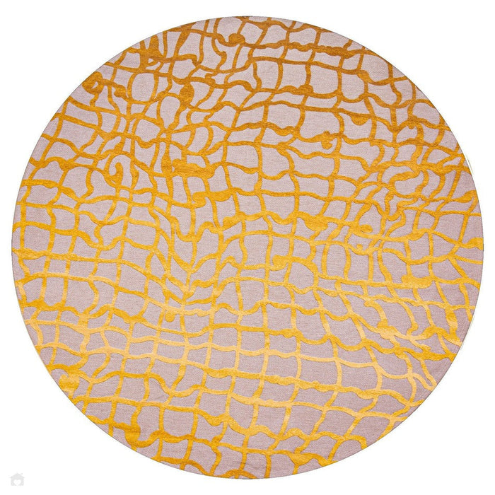 Louis De Poortere Mad Men Dedalo 9205 Yellow Scarab Washable Polyester Flatweave Round Eco-Rug