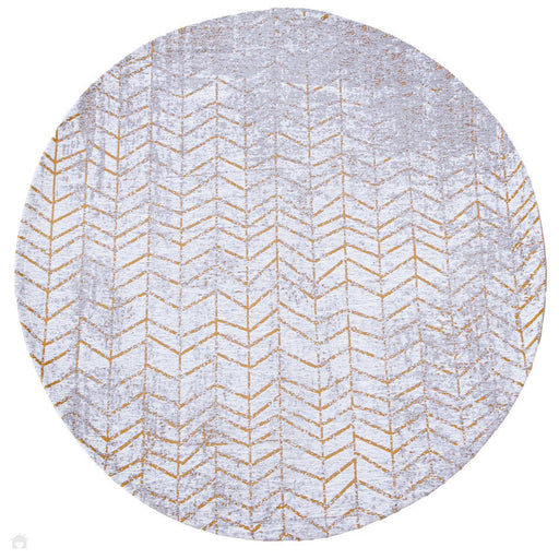 Louis De Poortere Mad Men Jacob's Ladder 8928 Central Yellow Washable Polyester Flatweave Round Eco-Rug