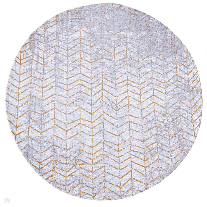 Louis De Poortere Mad Men Jacob's Ladder 8928 Central Yellow Washable Polyester Flatweave Round Eco-Rug