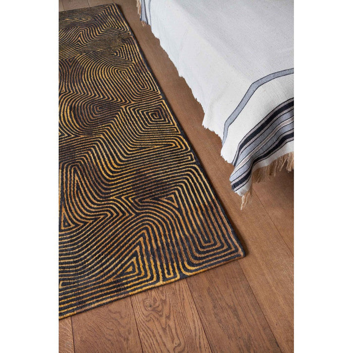 Louis De Poortere Meditation Coral 9227 Black Gold Washable Polyester Flatweave Eco-Rug