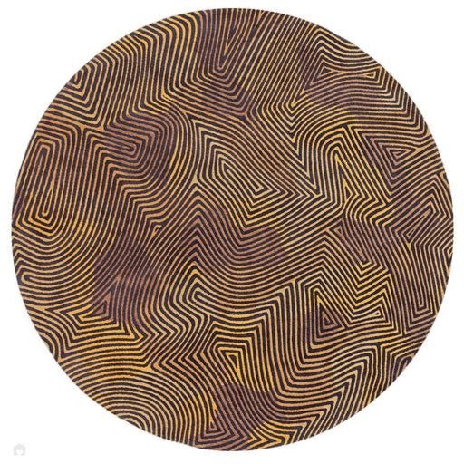 Louis De Poortere Meditation Coral 9227 Black Gold Washable Polyester Flatweave Round Eco-Rug