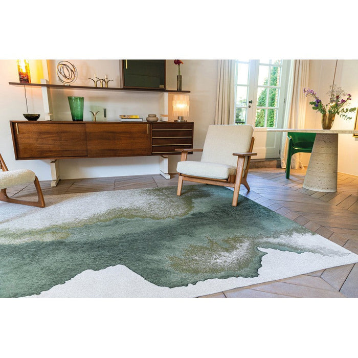 Louis De Poortere Meditation Lagoon 9331 Palm Green Washable Polyester Flatweave Eco-Rug