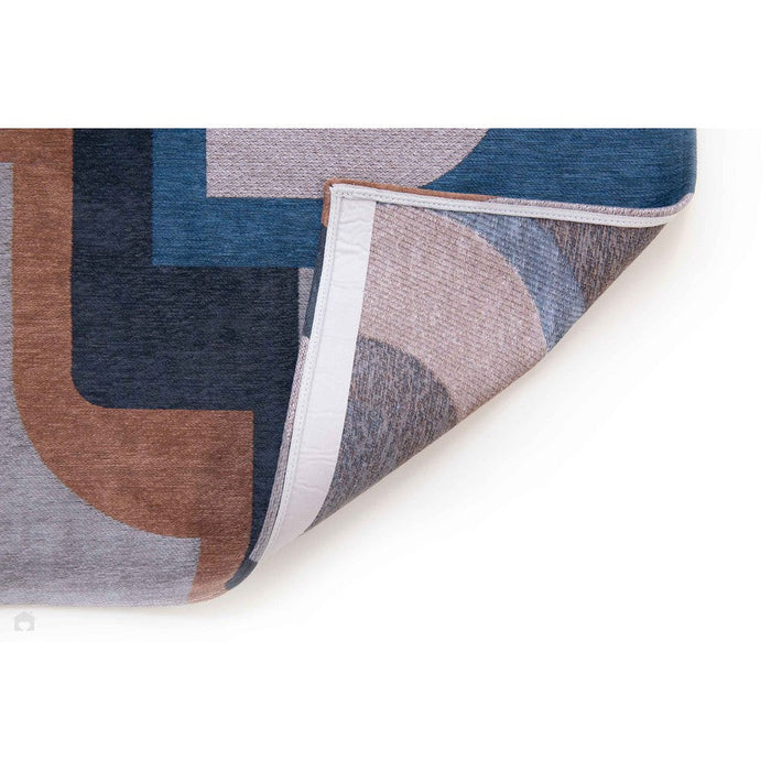 Louis De Poortere Nuance Module 9196 Camel Blue Washable Polyester Flatweave Eco-Rug