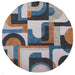 Louis De Poortere Nuance Module 9196 Camel Blue Washable Polyester Flatweave Round Eco-Rug