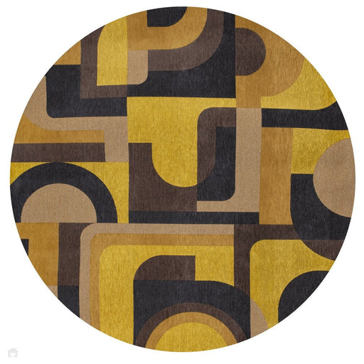 Louis De Poortere Nuance Module 9210 Yellow Meyer Washable Polyester Flatweave Round Eco-Rug