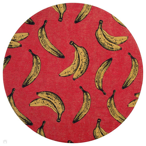 Louis De Poortere Pop Banana 9392 Miami Red Washable Polyester Flatweave Round Eco-Rug