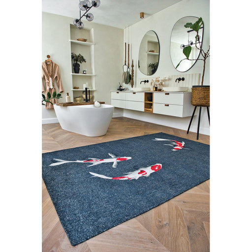 Louis De Poortere Pop Koi 9390 Japanese Pond Washable Polyester Flatweave Eco-Rug