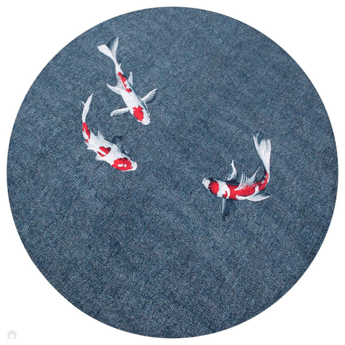 Louis De Poortere Pop Koi 9390 Japanese Pond Washable Polyester Flatweave Round Eco-Rug