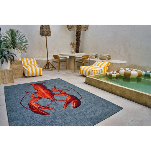 Louis De Poortere Pop Lobster 9389 Steam Red Washable Polyester Flatweave Eco-Rug