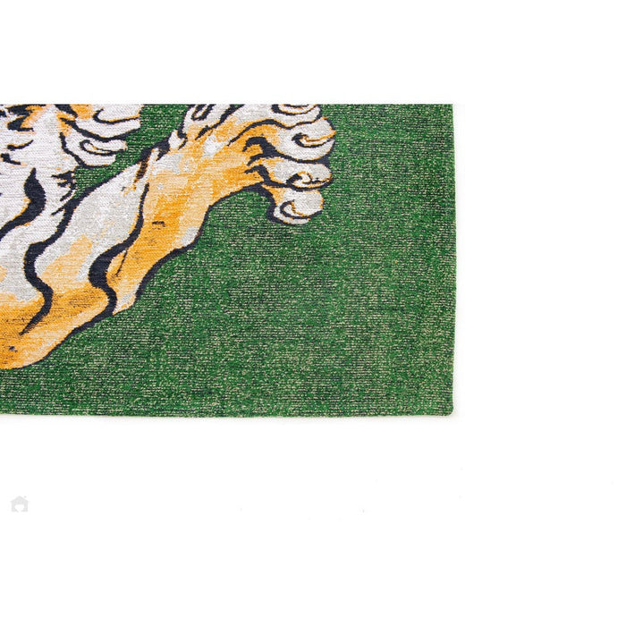 Louis De Poortere Pop Tiger 9388 Green On Fire Washable Polyester Flatweave Eco-Rug