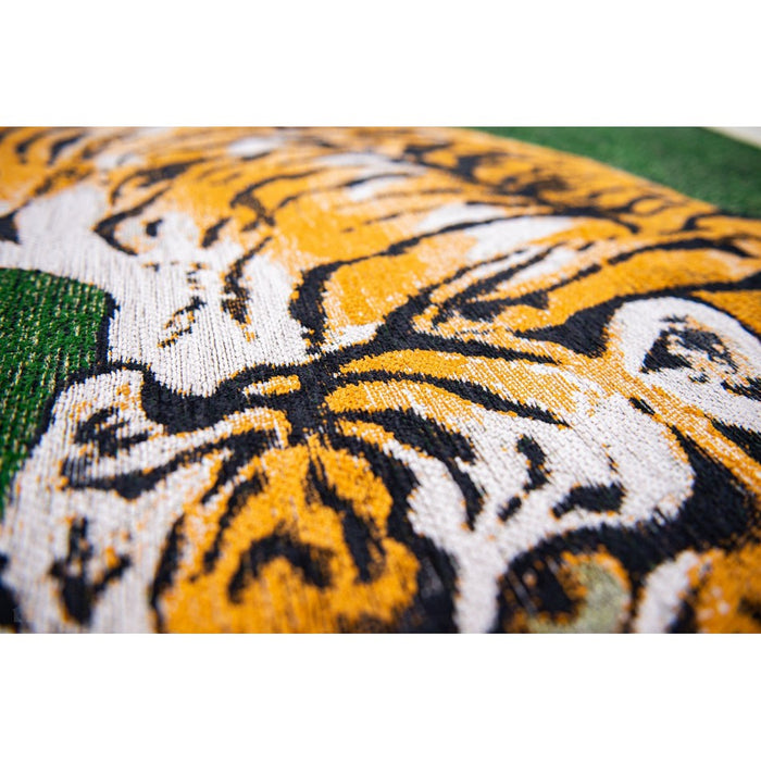 Louis De Poortere Pop Tiger 9388 Green On Fire Washable Polyester Flatweave Eco-Rug