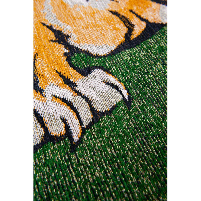 Louis De Poortere Pop Tiger 9388 Green On Fire Washable Polyester Flatweave Eco-Rug