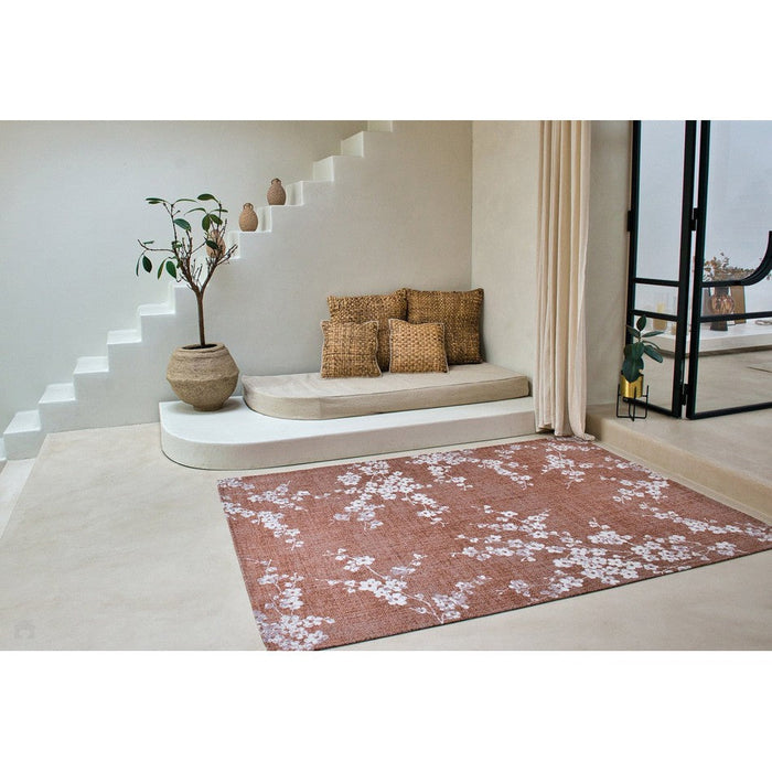 Louis De Poortere Sakura Sakura 9371 Copper Pink Washable Polyester Flatweave Eco-Rug