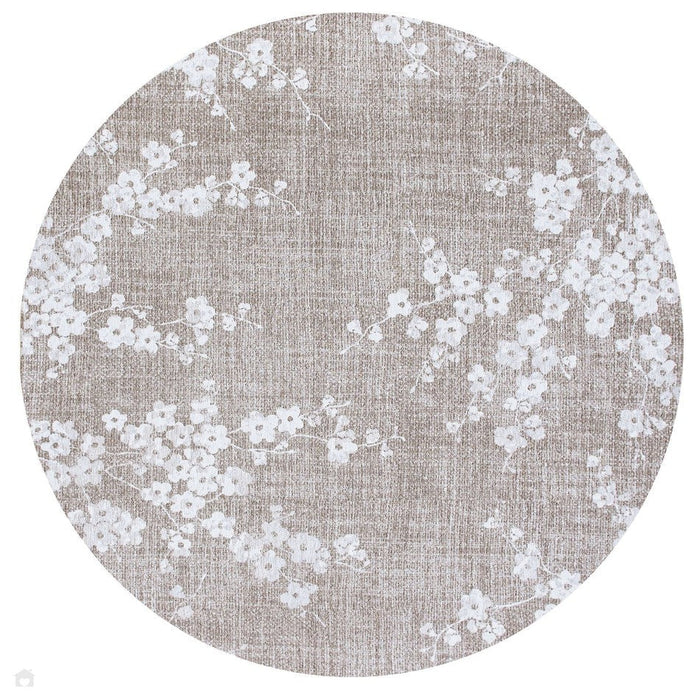 Louis De Poortere Sakura Sakura 9373 Morning Mist Washable Polyester Flatweave Round Eco-Rug