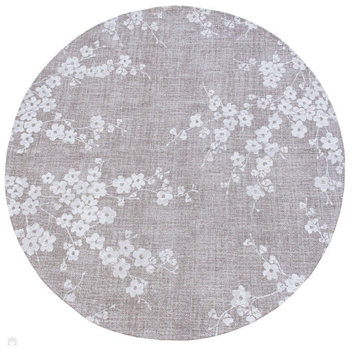 Louis De Poortere Sakura Sakura 9373 Morning Mist Washable Polyester Flatweave Round Eco-Rug