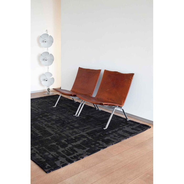 Louis De Poortere Structures Baobab 9200 Black Water Washable Polyester Flatweave Eco-Rug