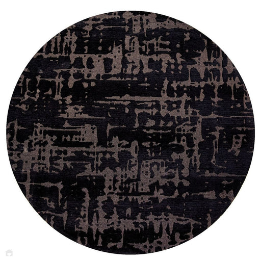 Louis De Poortere Structures Baobab 9200 Black Water Washable Polyester Flatweave Round Eco-Rug