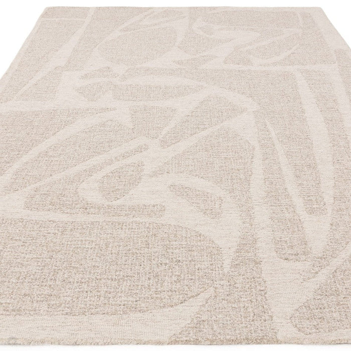 Loxley Modern Plain Contrast Abstract Hand-Woven Marled Textured Wool Low Pile Chalk Grey Rug