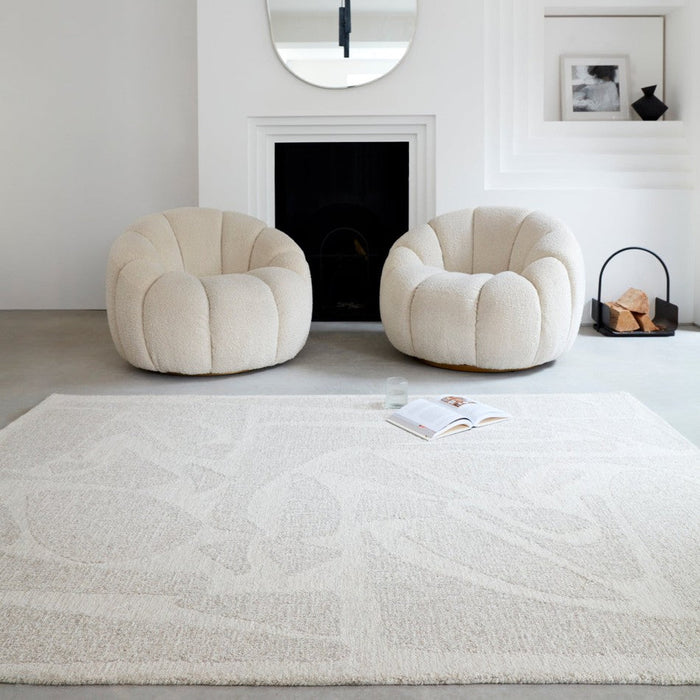 Loxley Modern Plain Contrast Abstract Hand-Woven Marled Textured Wool Low Pile Chalk Grey Rug