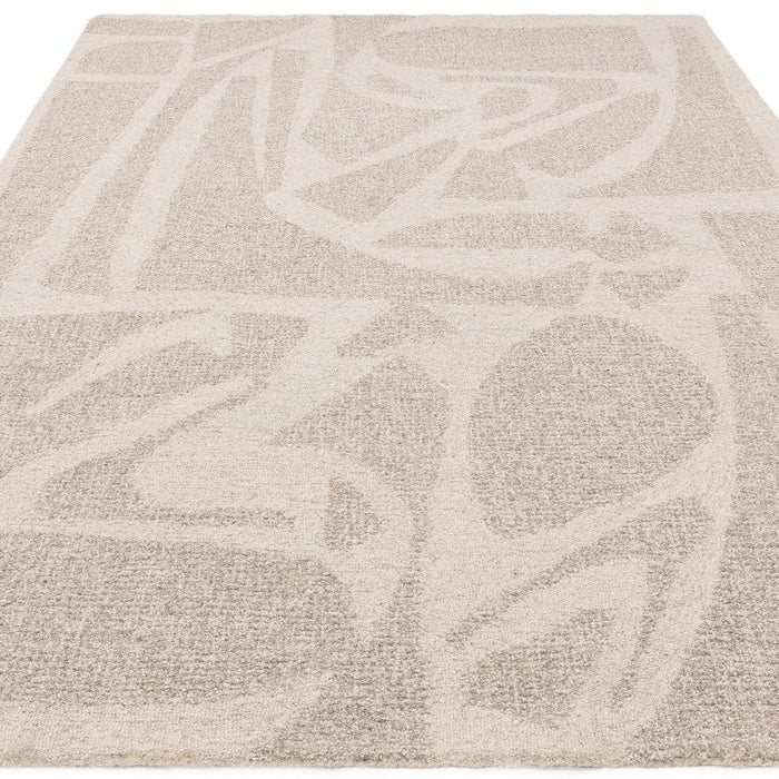 Loxley Modern Plain Contrast Abstract Hand-Woven Marled Textured Wool Low Pile Linen White Rug