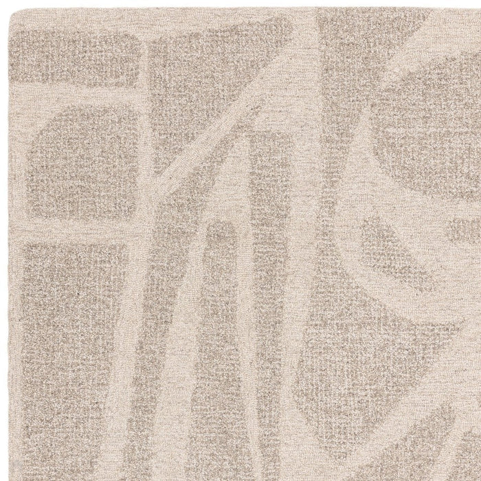 Loxley Modern Plain Contrast Abstract Hand-Woven Marled Textured Wool Low Pile Linen White Rug