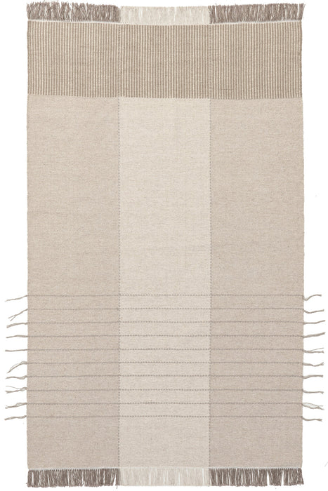 Luanne Beige Wool Striped Area Rug 80x150 cm