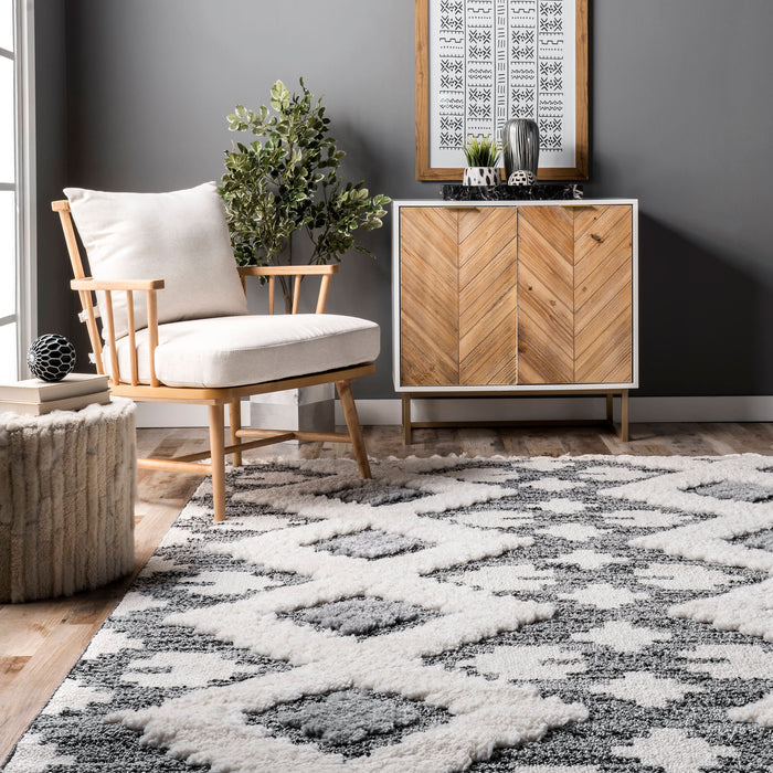 Lucia Aztec Trellis Area Rug 160 x 230 cm Grey