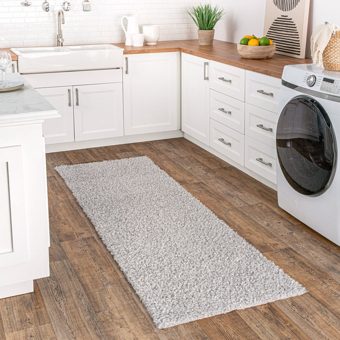 Luna Machine Washable Shag Area Rug Light Grey 120x180 cm