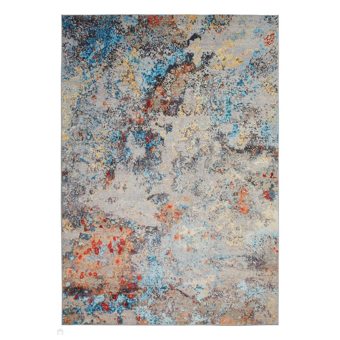 Lux Washable LUX01 Modern Abstract Distressed Soft-Touch Silky Smooth Faux Rabbit Fur Polyester Flatweave Light Multicolour Rug