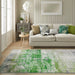 Lux Washable LUX08 Modern Abstract Distressed Soft-Touch Silky Smooth Faux Rabbit Fur Polyester Flatweave Ivory/Green Rug