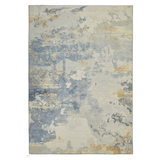 Lux Washable LUX10 Modern Abstract Distressed Soft-Touch Silky Smooth Faux Rabbit Fur Polyester Flatweave Grey/Yellow Rug