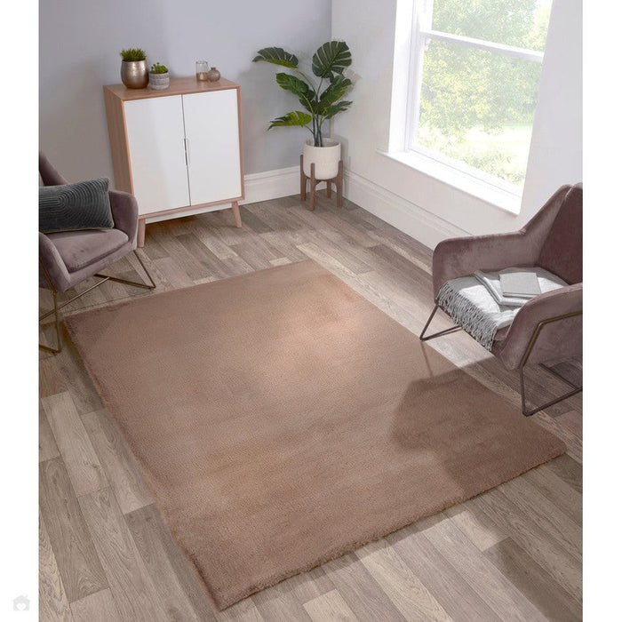 Luxe vloerkleed van imitatiebont Effen beige vloerkleed