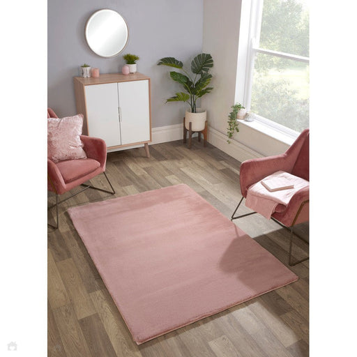 Luxe Faux Fur Rug Plain Blush Rug